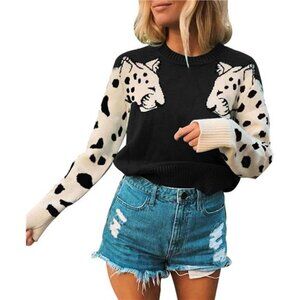 Women's Sweaters Casual Floral Printed Patchwork Long Sleeves Knitted